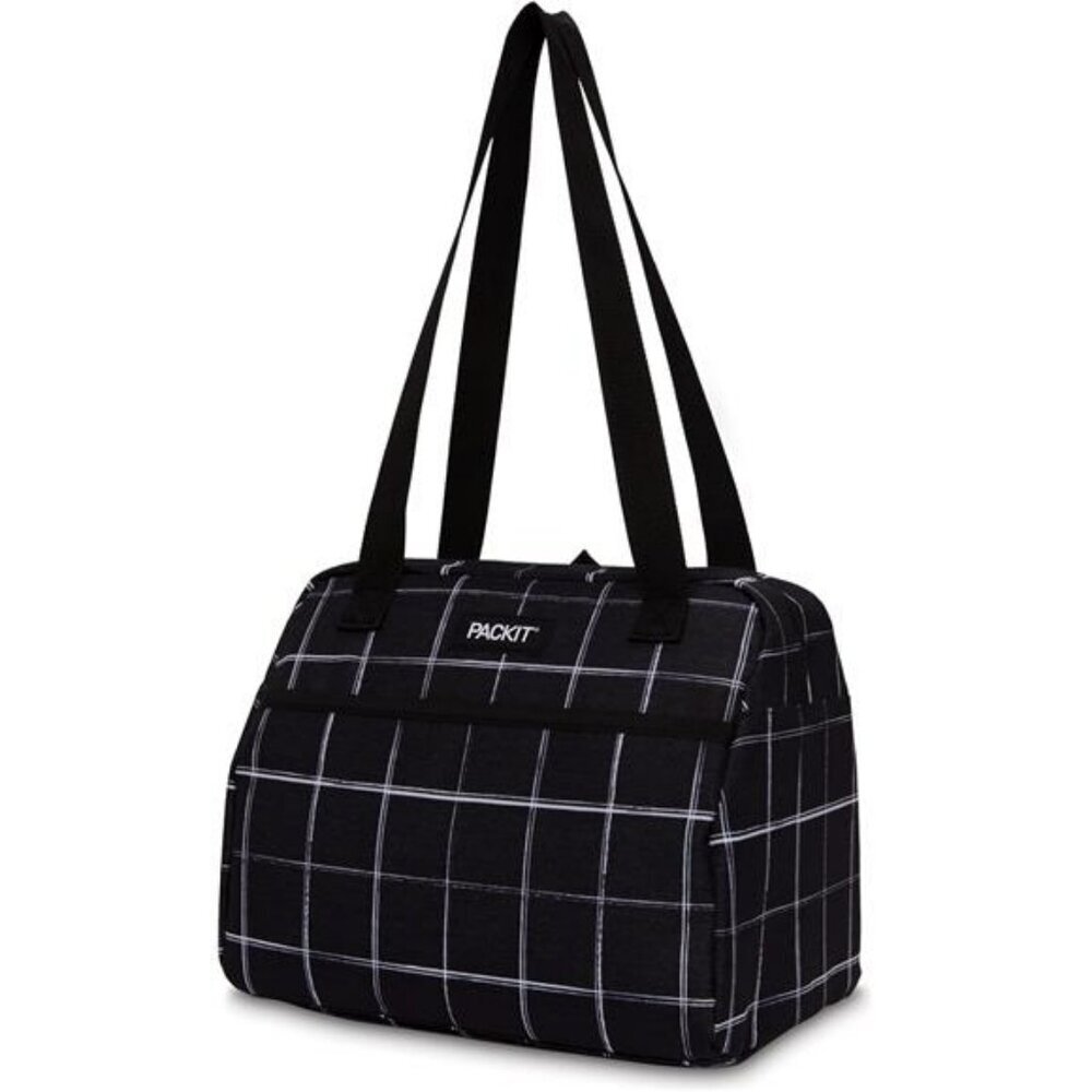 Freezable Insulated Lunch Bag with Shoulder Strap Reusable Cooler Tote Black